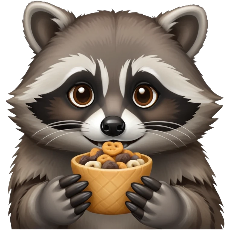 Raccoon eating snacks emoji