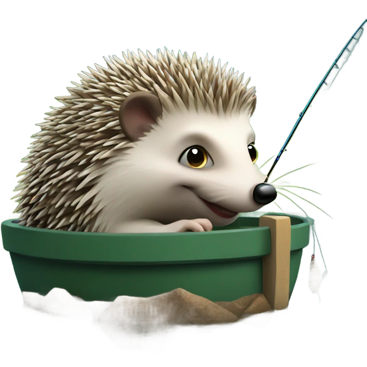 A hedgehog fishing emoji