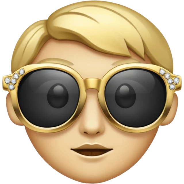 black glasses with + diamond and golden emoji