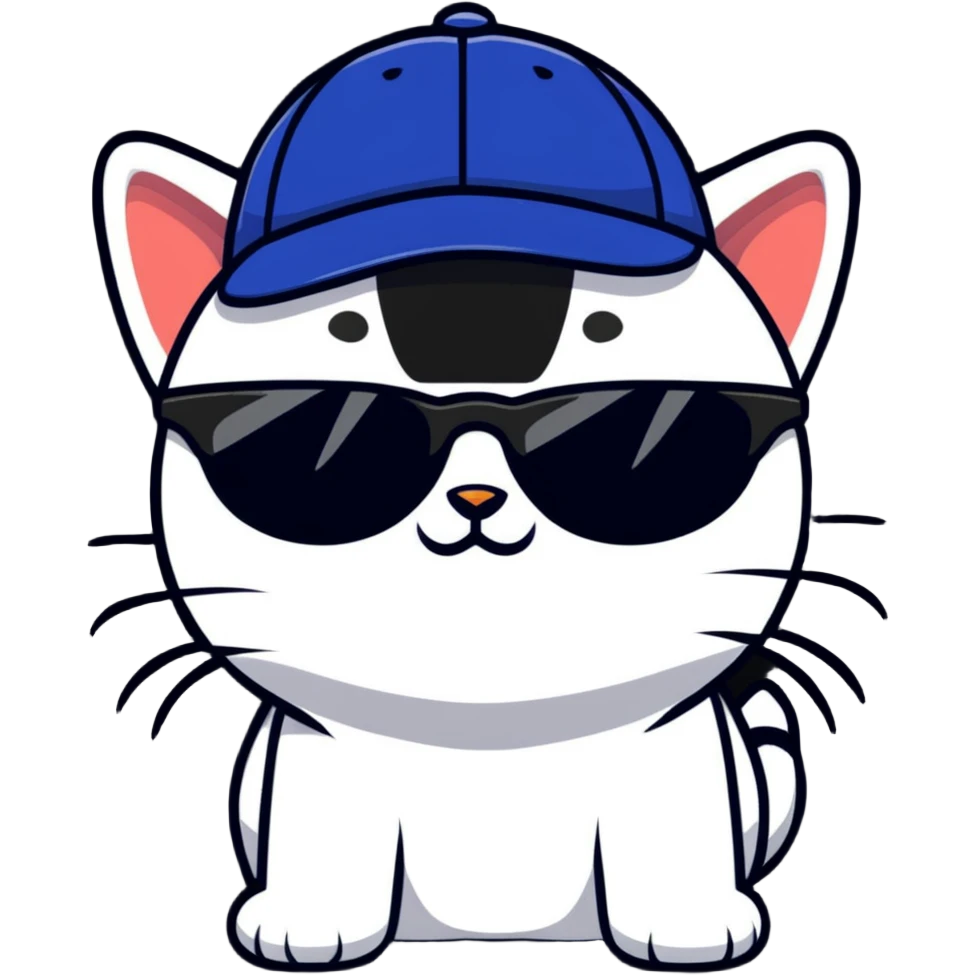 A cat wearing sunglasses and cap emoji