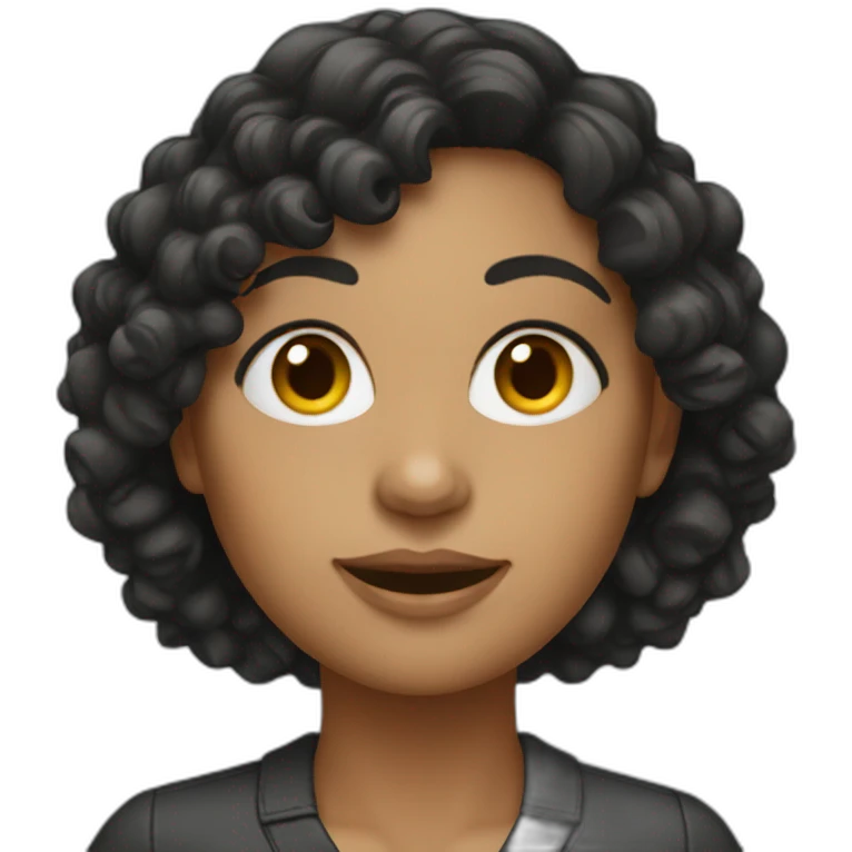 marketing woman with dark curly hair emoji