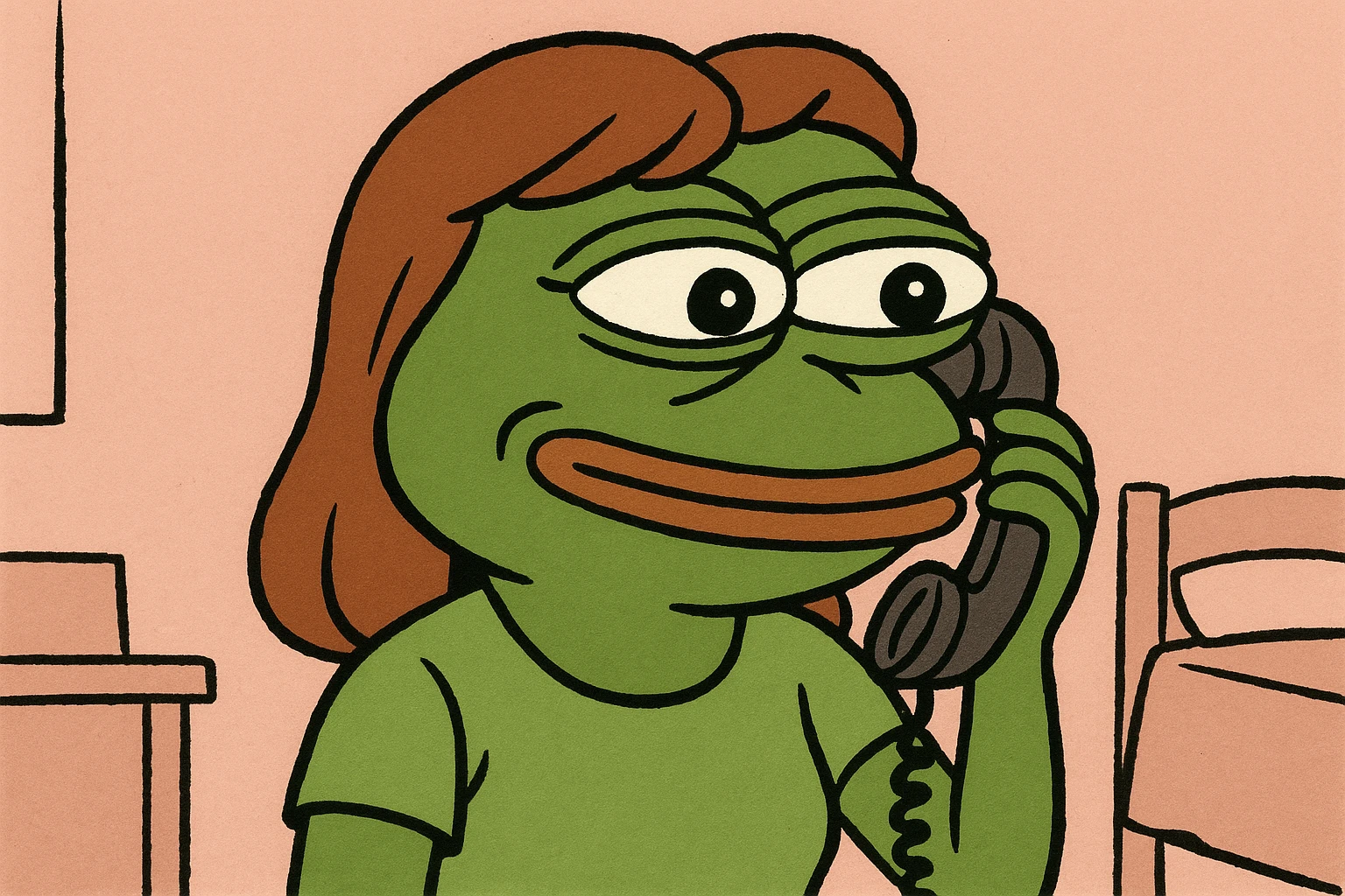 girl talking on telephone in her room emoji
