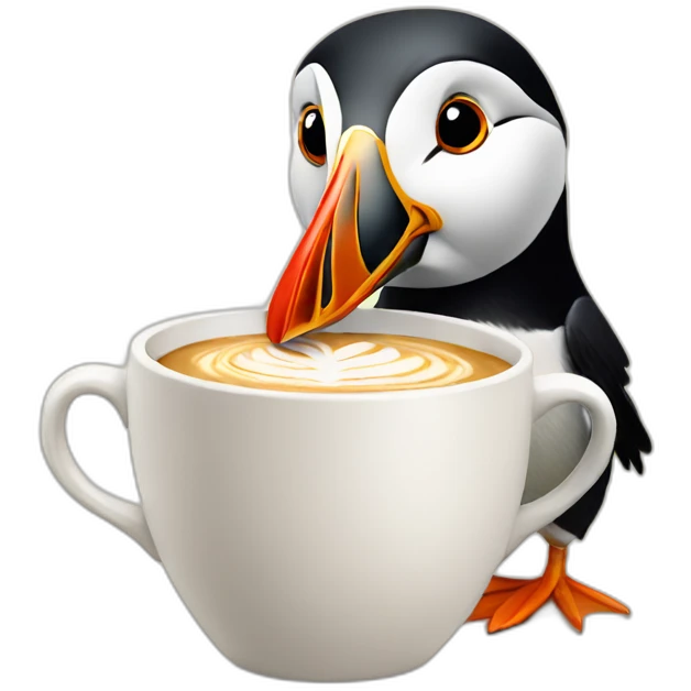 puffin drinking latte emoji