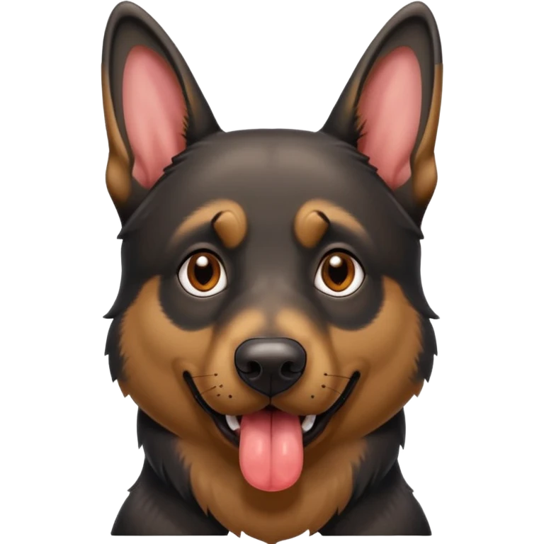 cartoon style dark German Shepherd dog with alot longer tongue hanging out  emoji