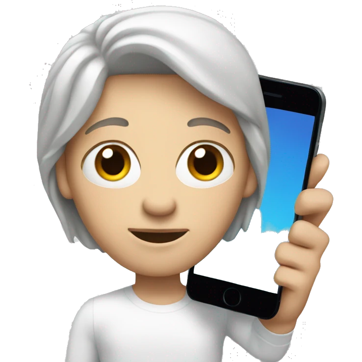 A white Memoji holding a phone emoji