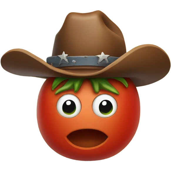 A tomato with a cowboy hat  emoji