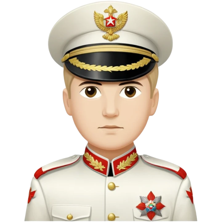 White Army officer from Russian Civil War with white uniform, epaulettes, and traditional military cap emoji