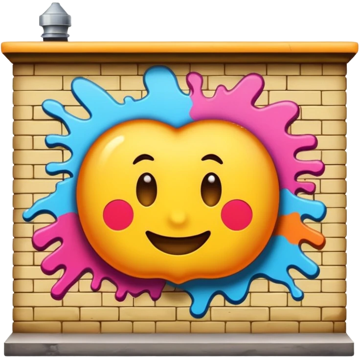 Graffiti painting top wall emoji
