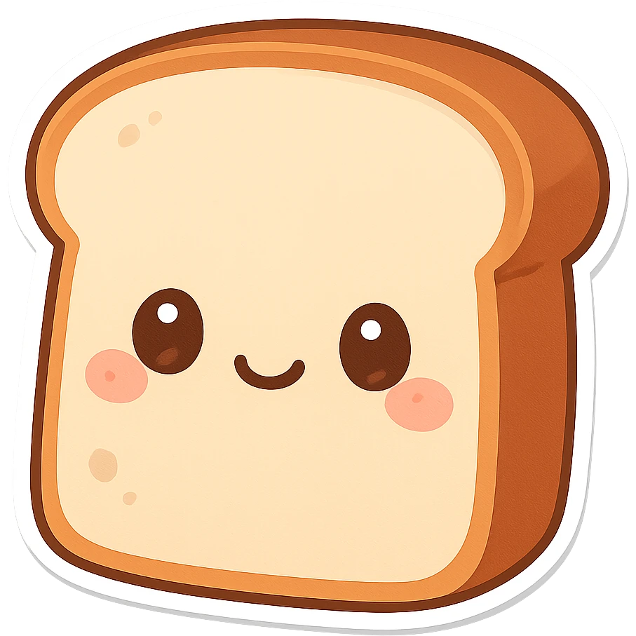 slice of bread, chibi sticker style, cute and exaggerated emoji