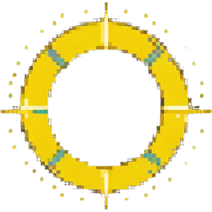 pixel art sun without face, just a yellow circle with rays emoji