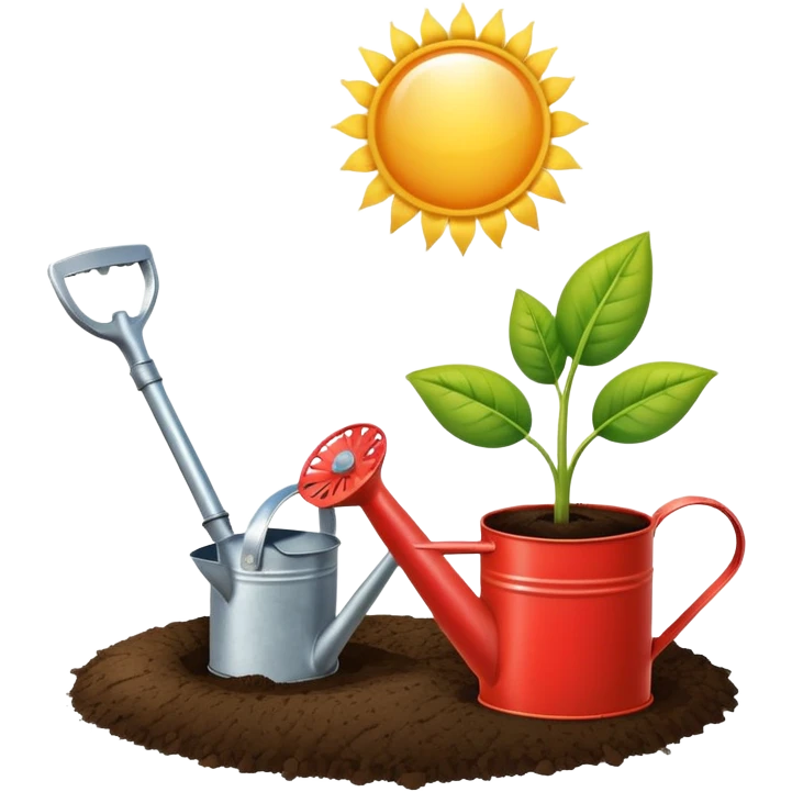 An icon featuring a plant growing from the soil, a watering can, and agricultural tools, symbolizing agronomy. The design includes a farm field, crops, and a sun, representing the study of plants, soil, and agricultural systems. Transparent background highlights sustainable farming and growth. emoji