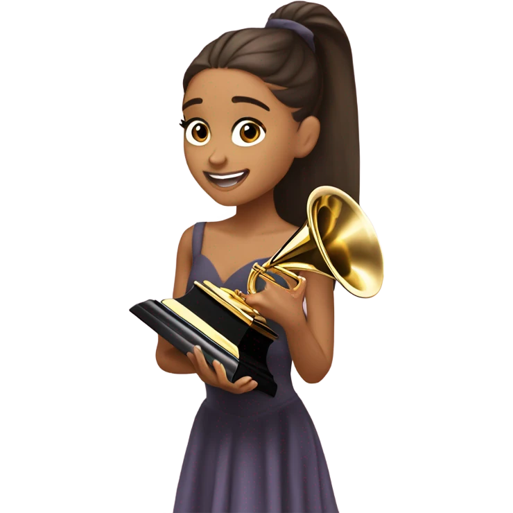 ariana grande holding grammy emoji