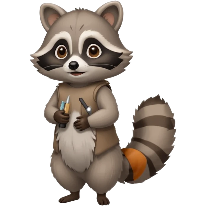 make full body standing cute racoon speaking. calm and no sharp edges. emoji