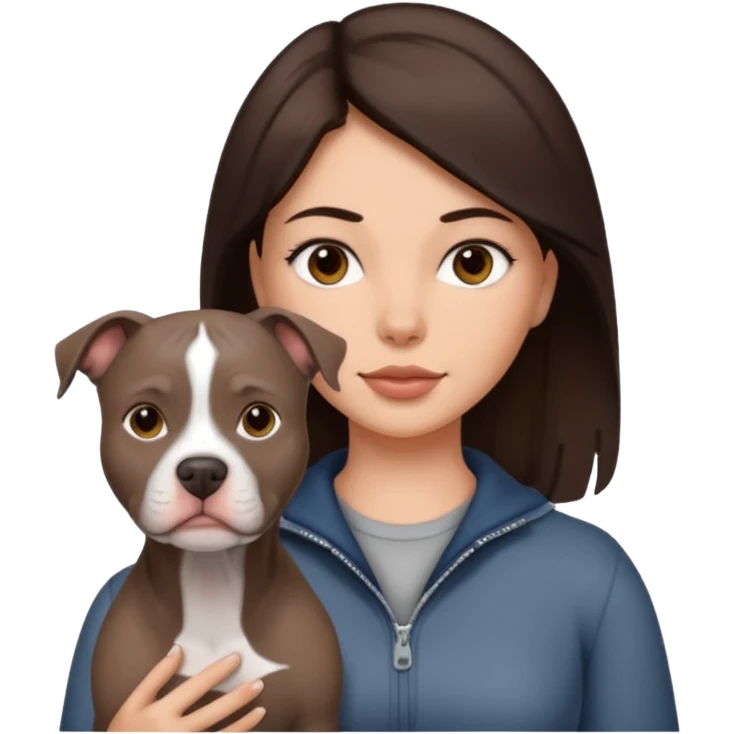 Grey pitbull with one darkBrown haired Girl  emoji