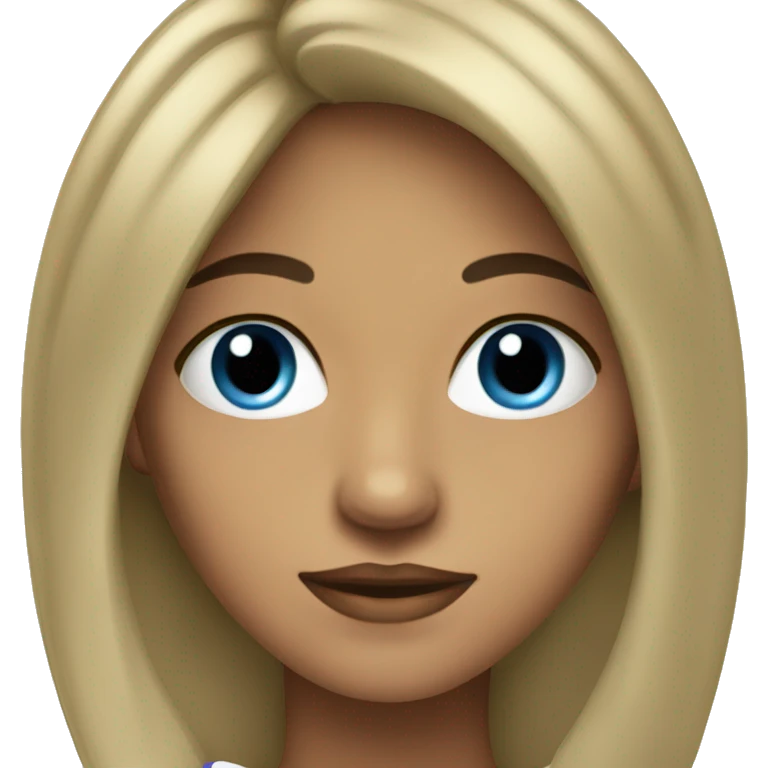 mujer pelo largo azul y ojos negros emoji