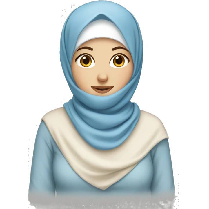 a white girl wearing soft blue hijab emoji