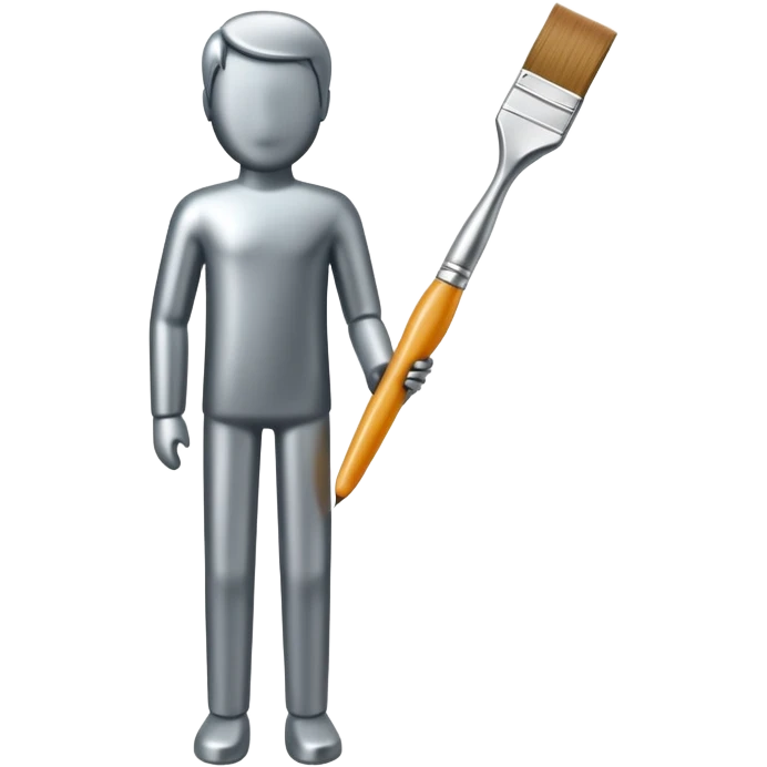 A paintbrush that transforms into a human silhouette, symbol of artistic identity emoji