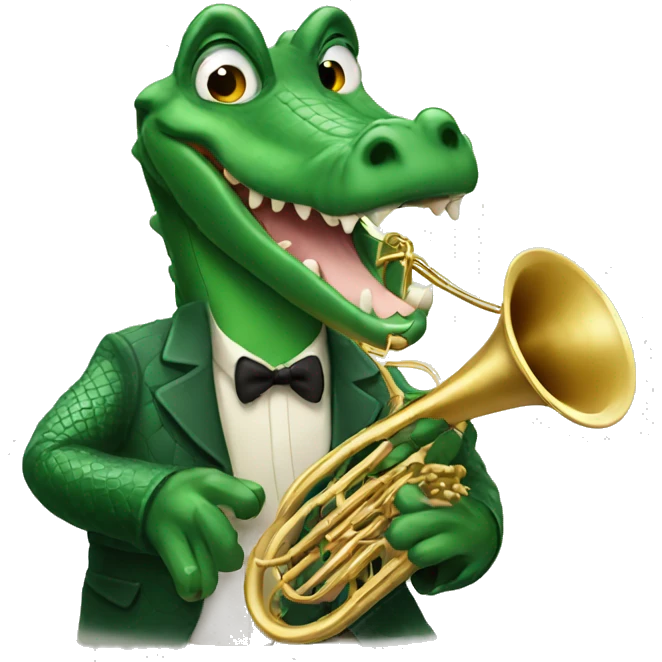 Alligator with French horn emoji