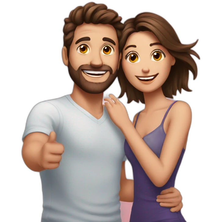 happy couple brunette bday selfie emoji