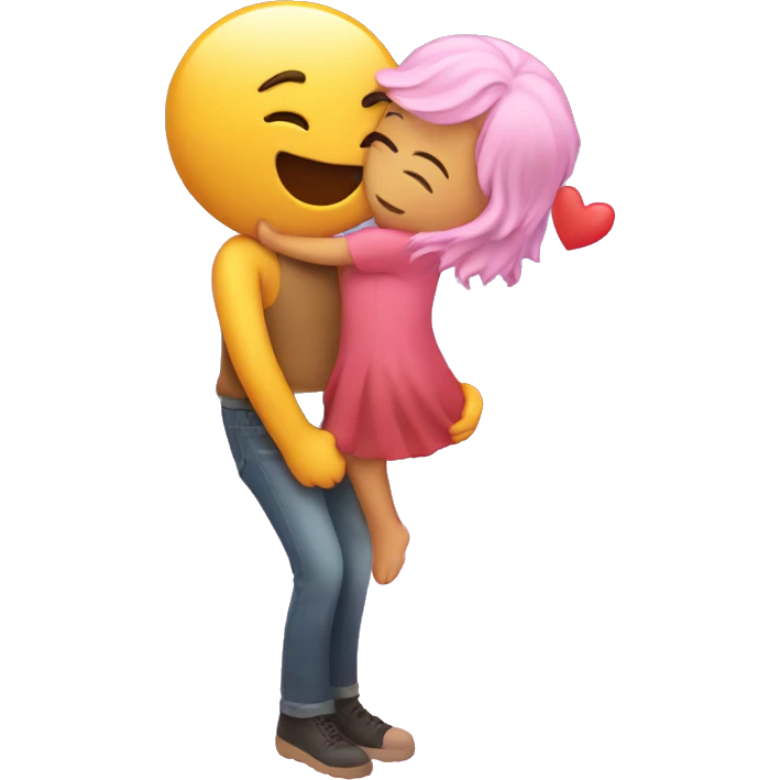Emoji kissing with raining love hearts emoji