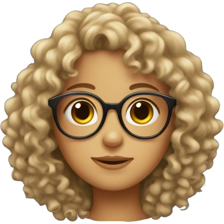 A girl with curly hairs and glass emoji