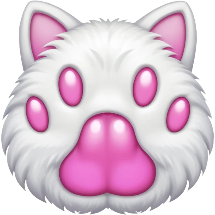 Fluffy white cat paw with six toes and claws emoji