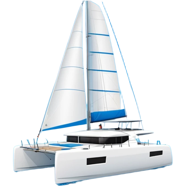 a lagoon 42 catamaran with no wording on the hull or anywhere on the boat  emoji