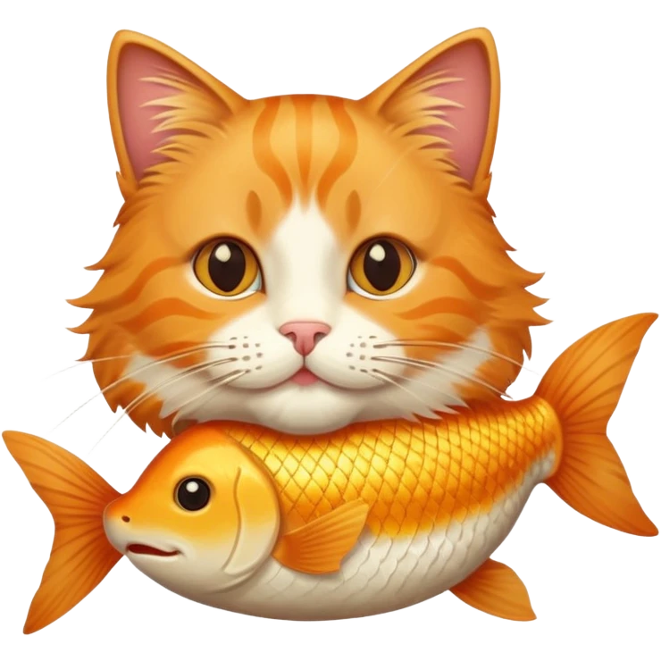 Котик с золотой рыбкой в зубах emoji