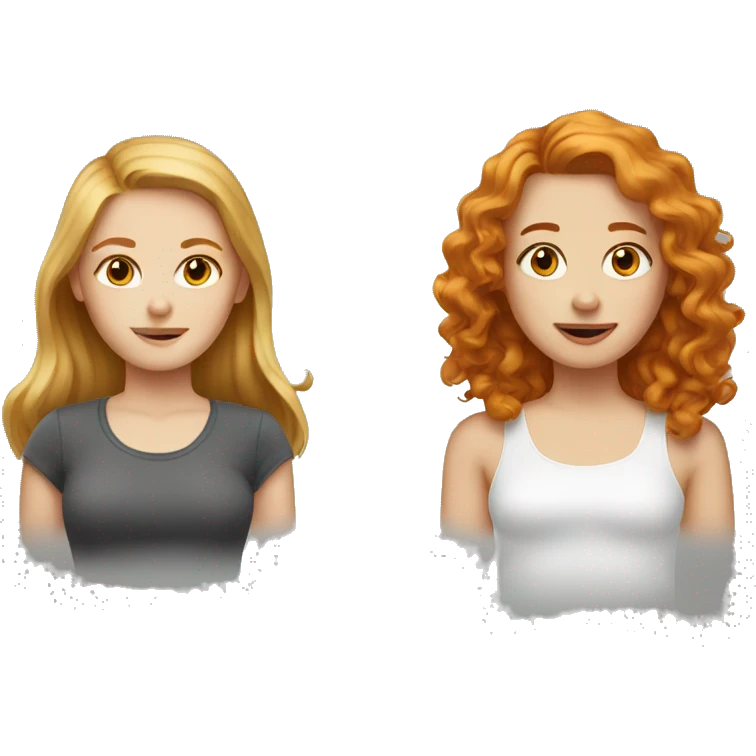 Girl with dirty blonde hair with a girl with ginger hair emoji