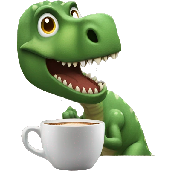 Dinosaur serving coffee emoji