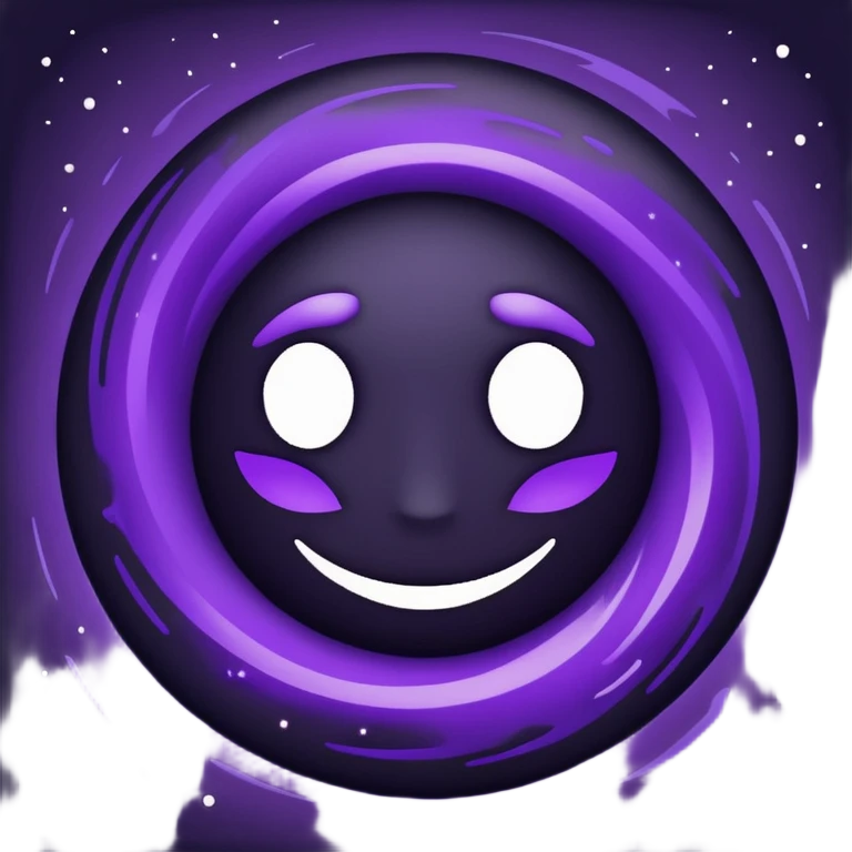 A Discord emoji of a swirling dark void or black hole with violet sparks at the edges. Circular composition, deep shadows, 2D flat vector, white background. emoji