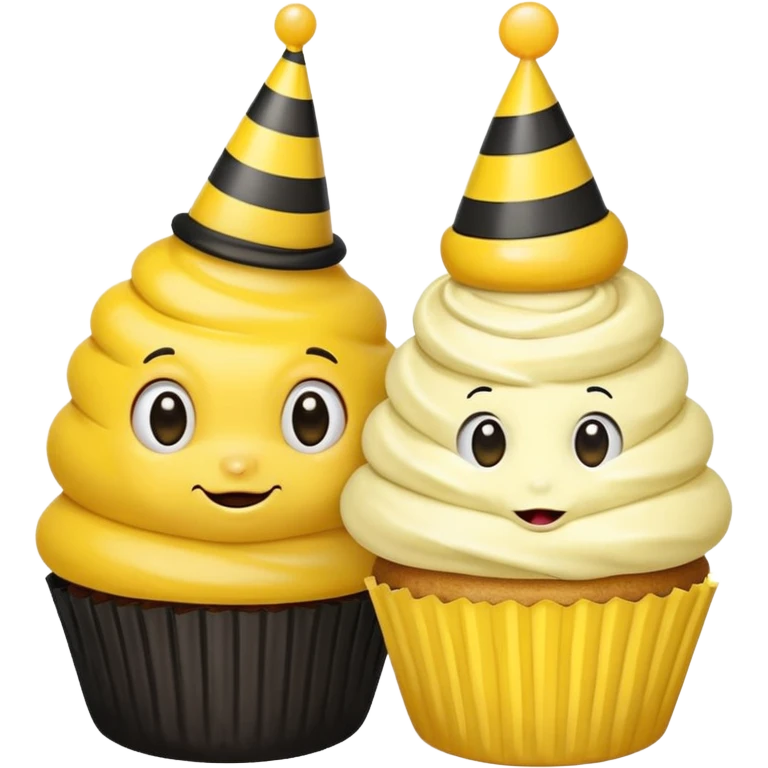 Bees with Birthday Hat, Embarrassed bee with cupcake emoji