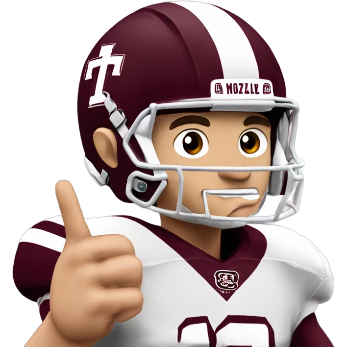 Johnny manziel in a Texas a&m maroon uniform holding up one thumb  emoji