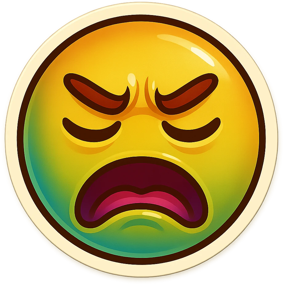 A face displaying a disgust emotion. The sticker should have a transparent background with a clear outline. Ensure the sticker is neatly composed and does not extend beyond the edges. emoji
