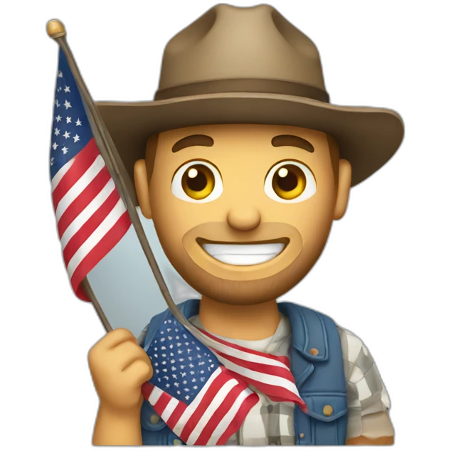 Hillbilly holding American flag emoji