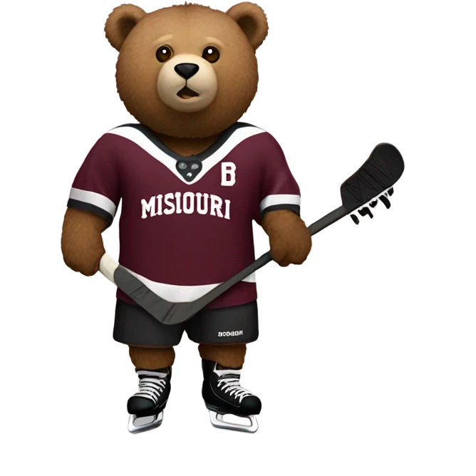 Bear playing hockey maroon jersey “Missouri state” emoji