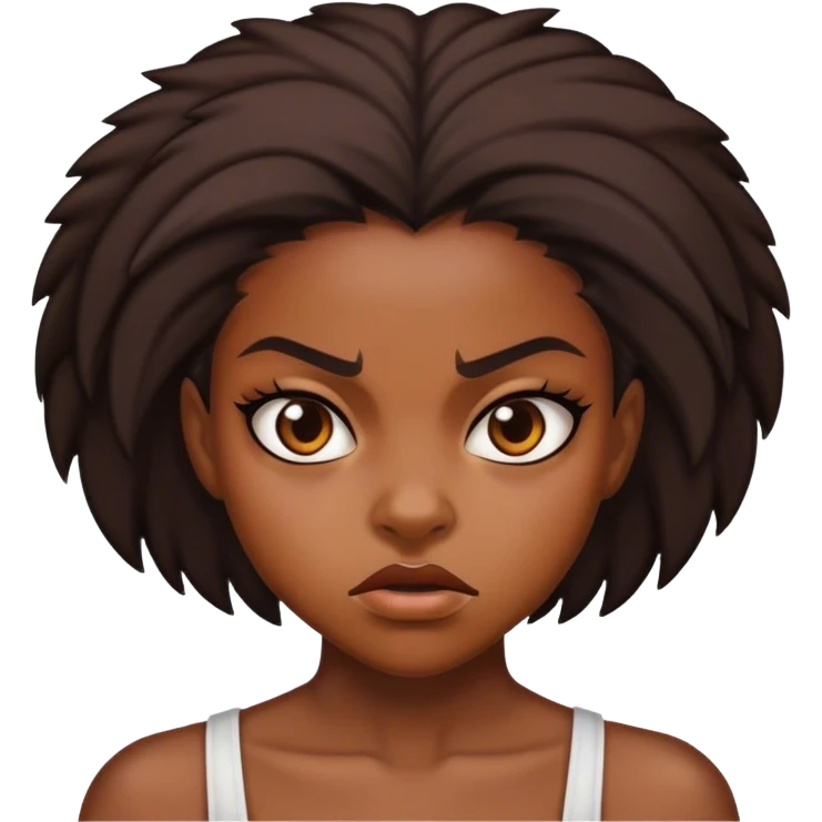 black girl  brown skin pretty  mean face emoji