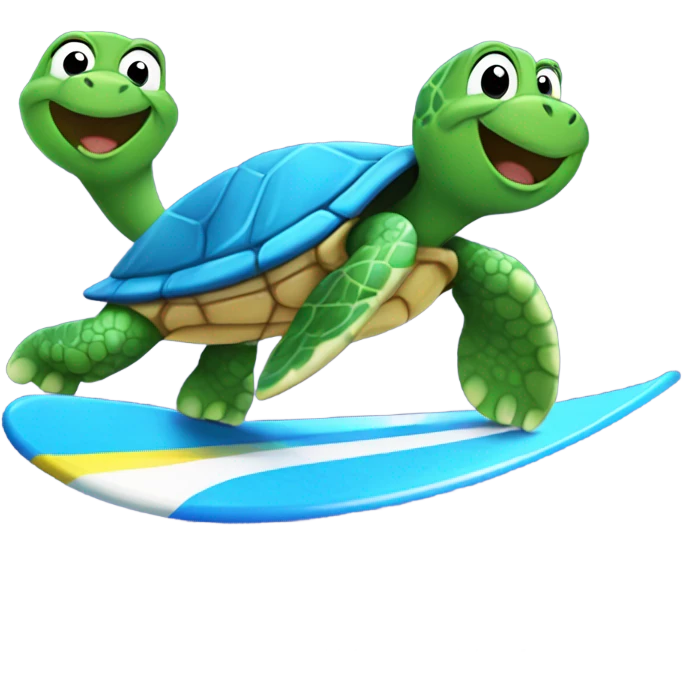 Turtles surfing emoji