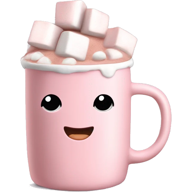 Light Pink mug of hot chocolate with marshmallows  emoji