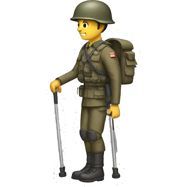 a soldier with bad legs on crutches emoji