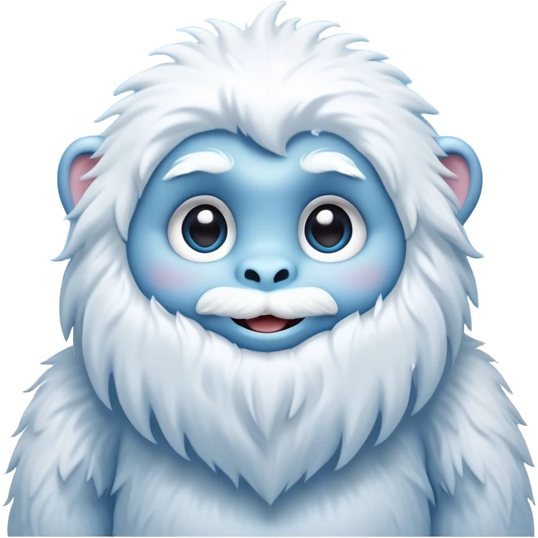Cinematic Cute Yeti Portrait Emoji, with a charming, small, fluffy form in soft snowy whites and cool blues, featuring big, innocent eyes and a shy, gentle smile, simplified yet irresistibly endearing, highly detailed with a soft glowing outline that captures the whimsical charm of a friendly yeti ready for a cuddle! emoji