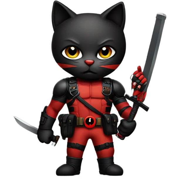 Cat dressed as Deadpool emoji