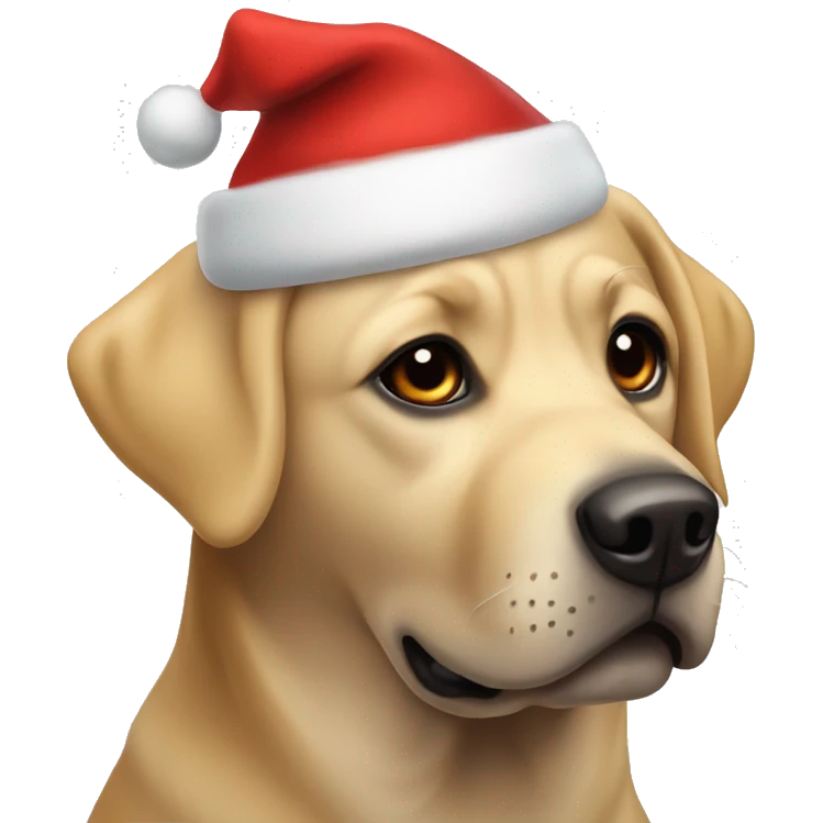 labrador with a christmas hat emoji