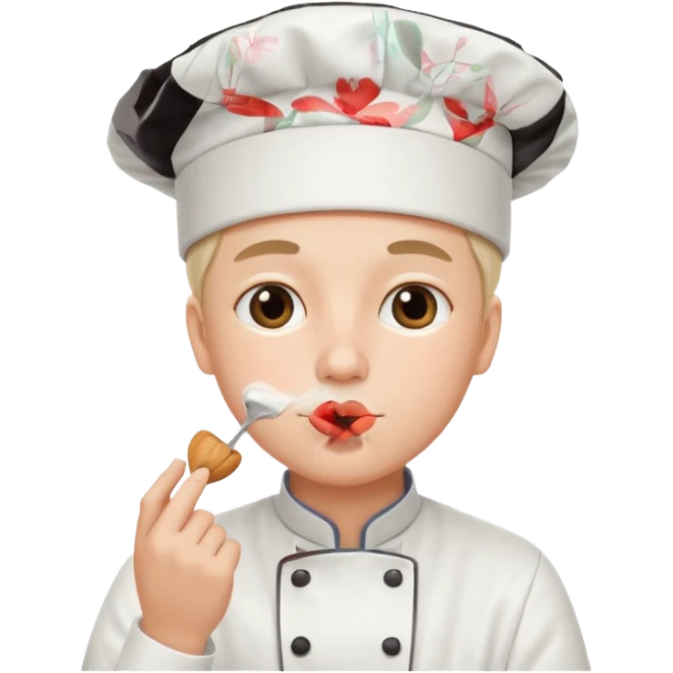 A chef making a kiss emoji