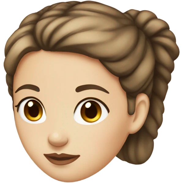 portright of girl with brown hair in bun brown eyes and white skin emoji
