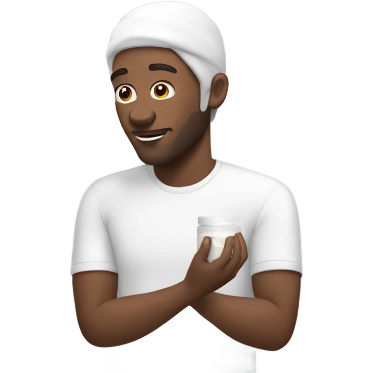 white man applying face cream using his hands emoji