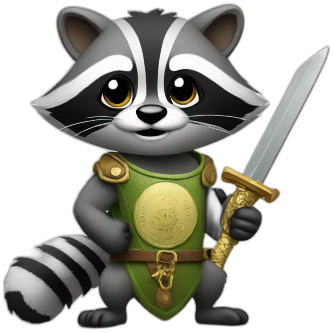 Racoon with sword and money emoji