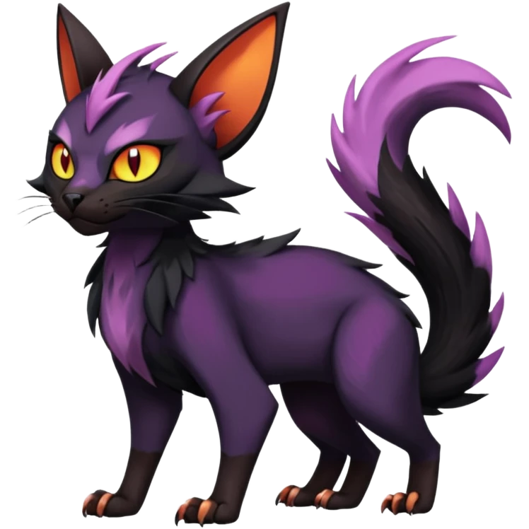 Black edgy Noivern-Noibat-Purloin-Torracat-Lykoi-Caracal-cat-Fakemon-fusion-hybrid-creature emoji