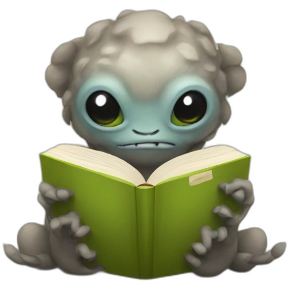 Creature reading a book emoji