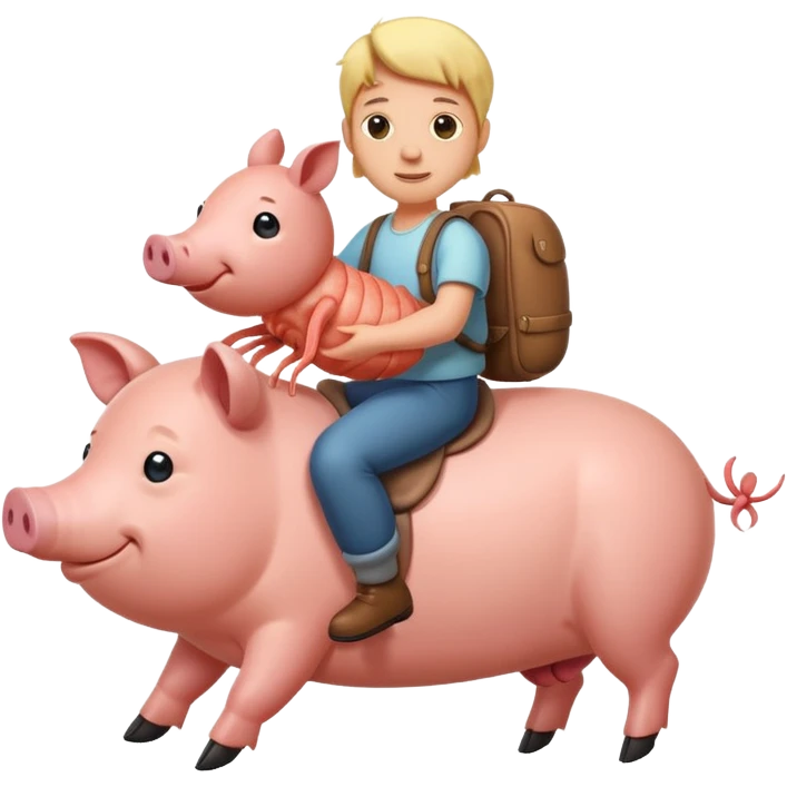 A shrimp riding on the back of a pig emoji